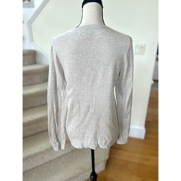 J.Crew Factory Light Grey Frenchie Bulldog Sequin Scarf Sweater - Picture 3 of 7